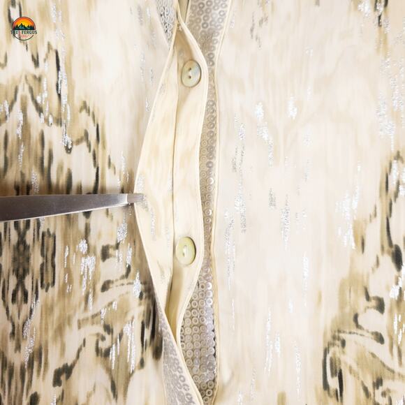 Chico's Popover Blouse Top Tan Abstract Print Metallic Boho Women's Plus Size 3 - Picture 5 of 13